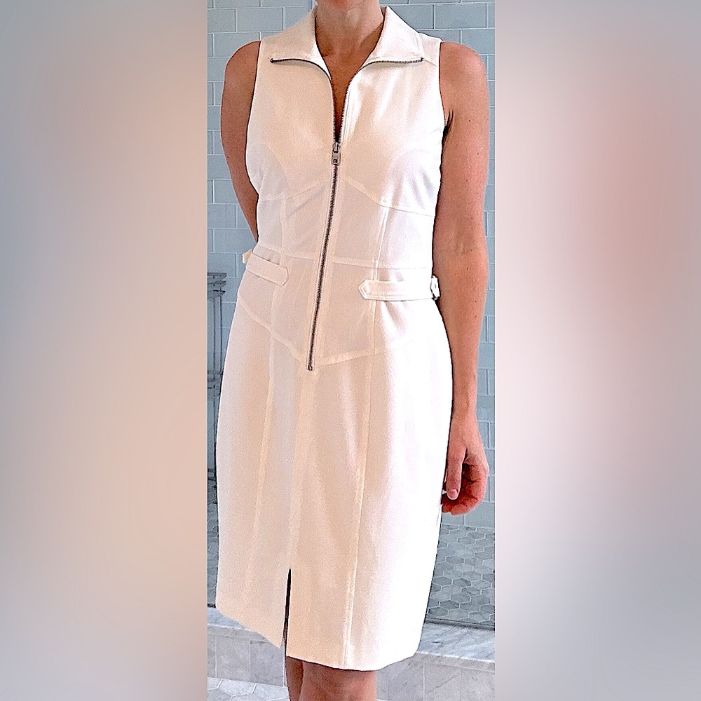 Andrew Marc Zip Up Shirtdress with Waist Buckle Accent